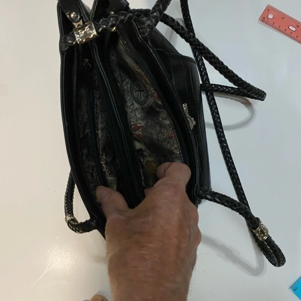 Black Women's Shoulder Bag with Braided Strap